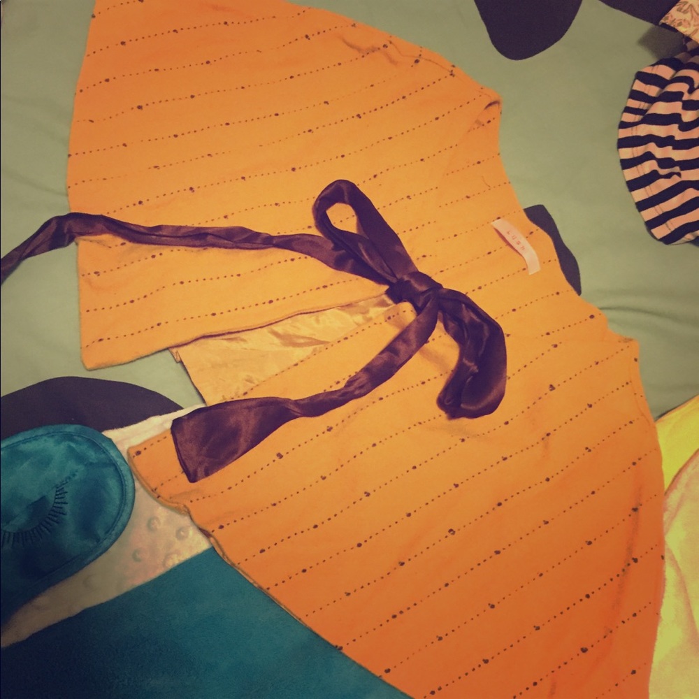 Lush brand mustard and brown capelet mini cape